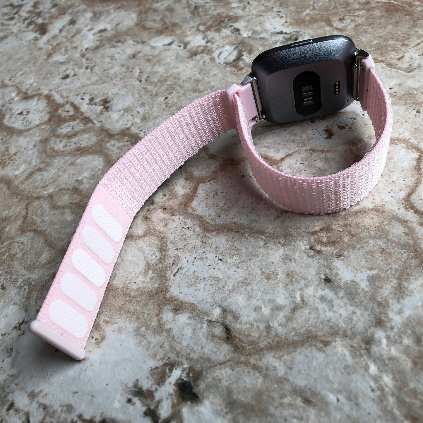 Versa 2 3 4 Sense 2 Pearl Pink Sports Loop Hook Band Strap Compatible with Fitbit Watch Adjustable and Quick Adapters Silver Rose Gold Black