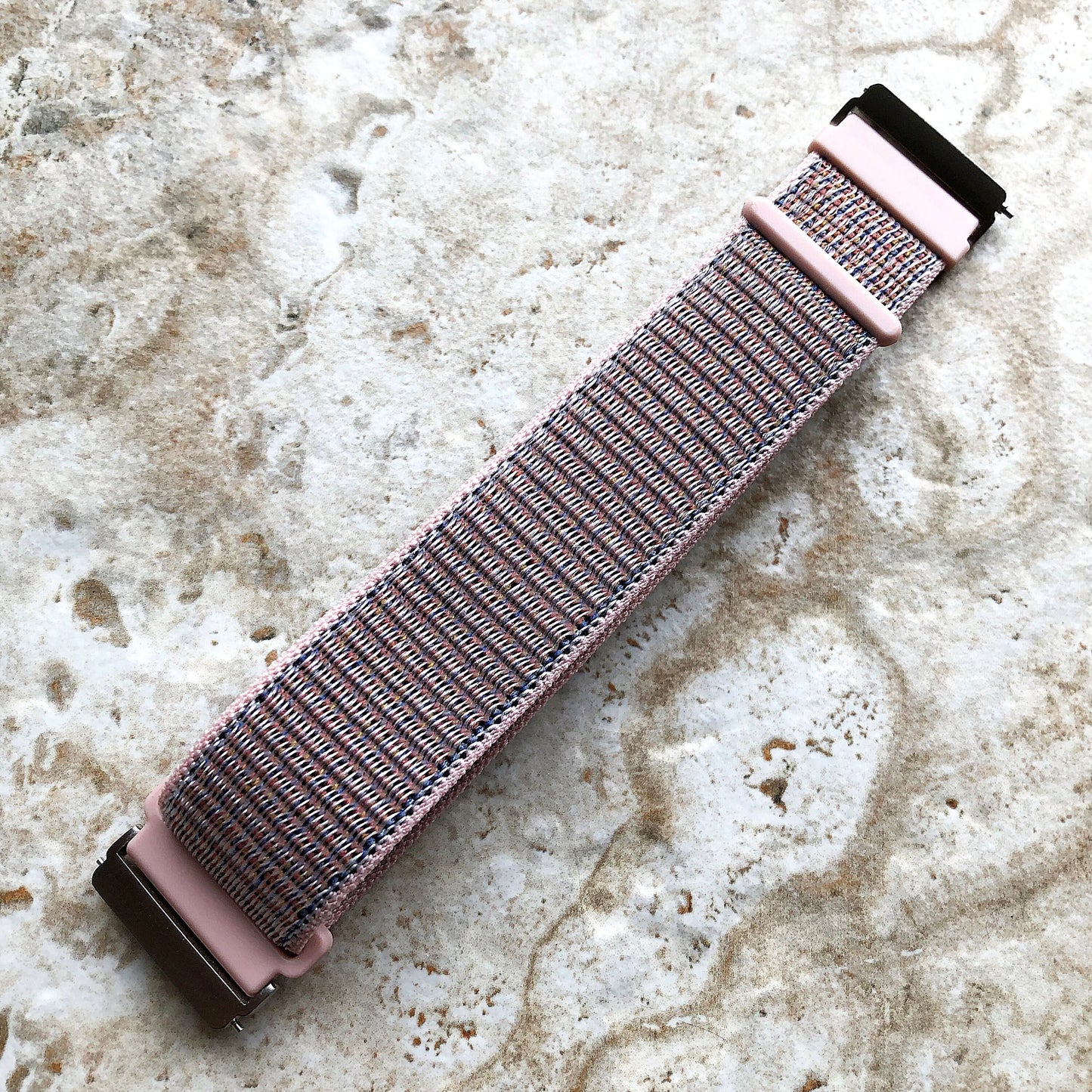 Fitbit Versa 2 3 4 Sense 2 Sports Band Pink Sand Loop and Hook Strap Watch Bands Straps Adjustable Quick Adapters Silver Rose Gold Black