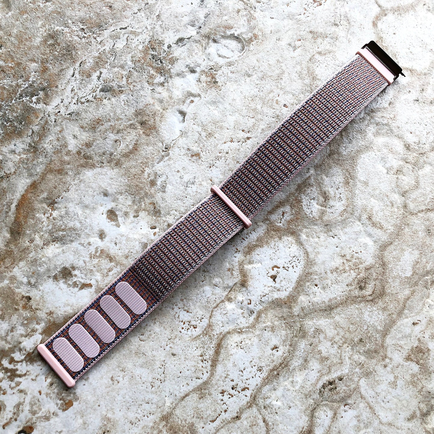 Fitbit Versa 2 3 4 Sense 2 Sports Band Pink Sand Loop and Hook Strap Watch Bands Straps Adjustable Quick Adapters Silver Rose Gold Black
