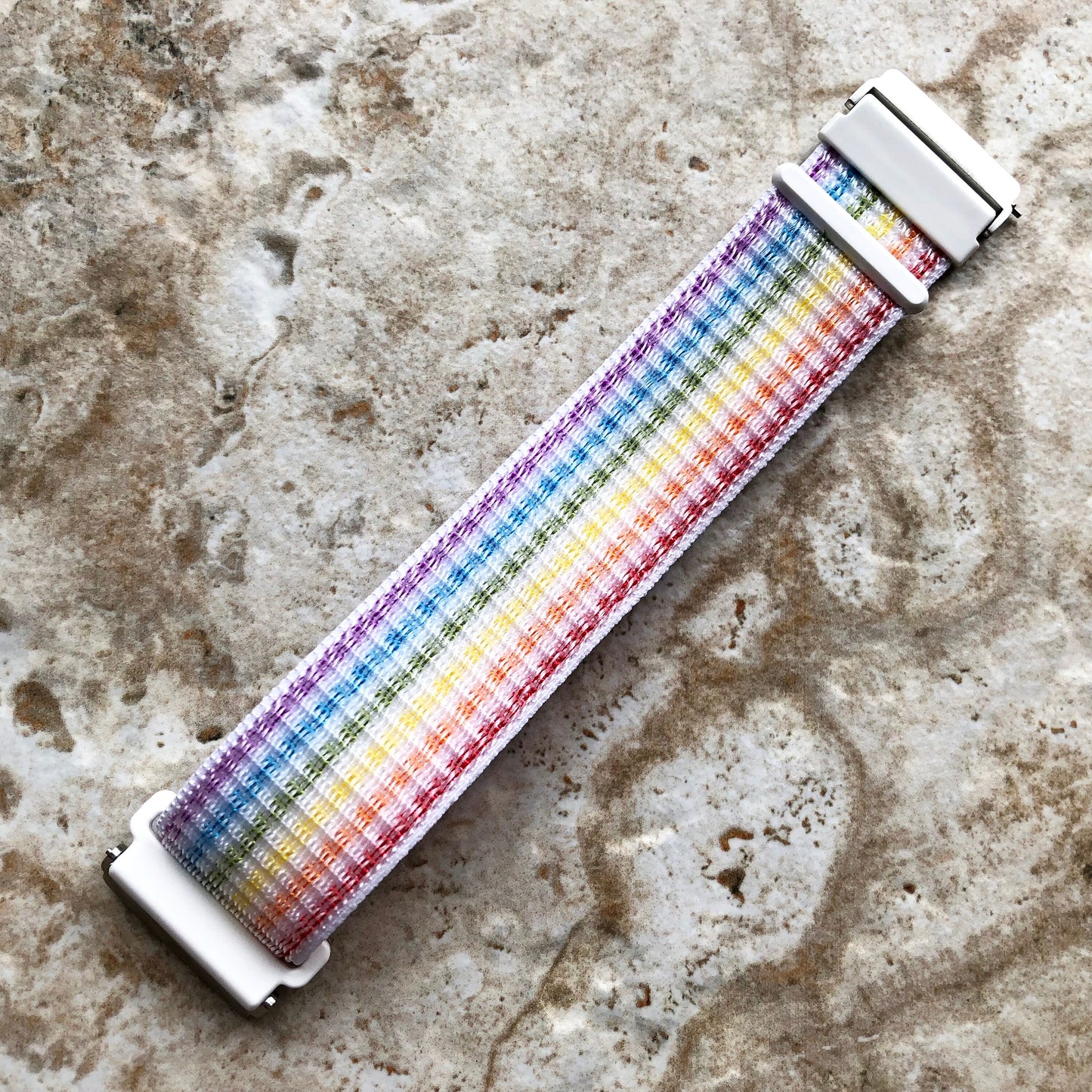 Fitbit Versa 2 3 4 Sense 2 Sports Band Rainbow Loop and Hook Strap Watch Bands Straps Adjustable with Quick Adapters Silver Rose Gold Black