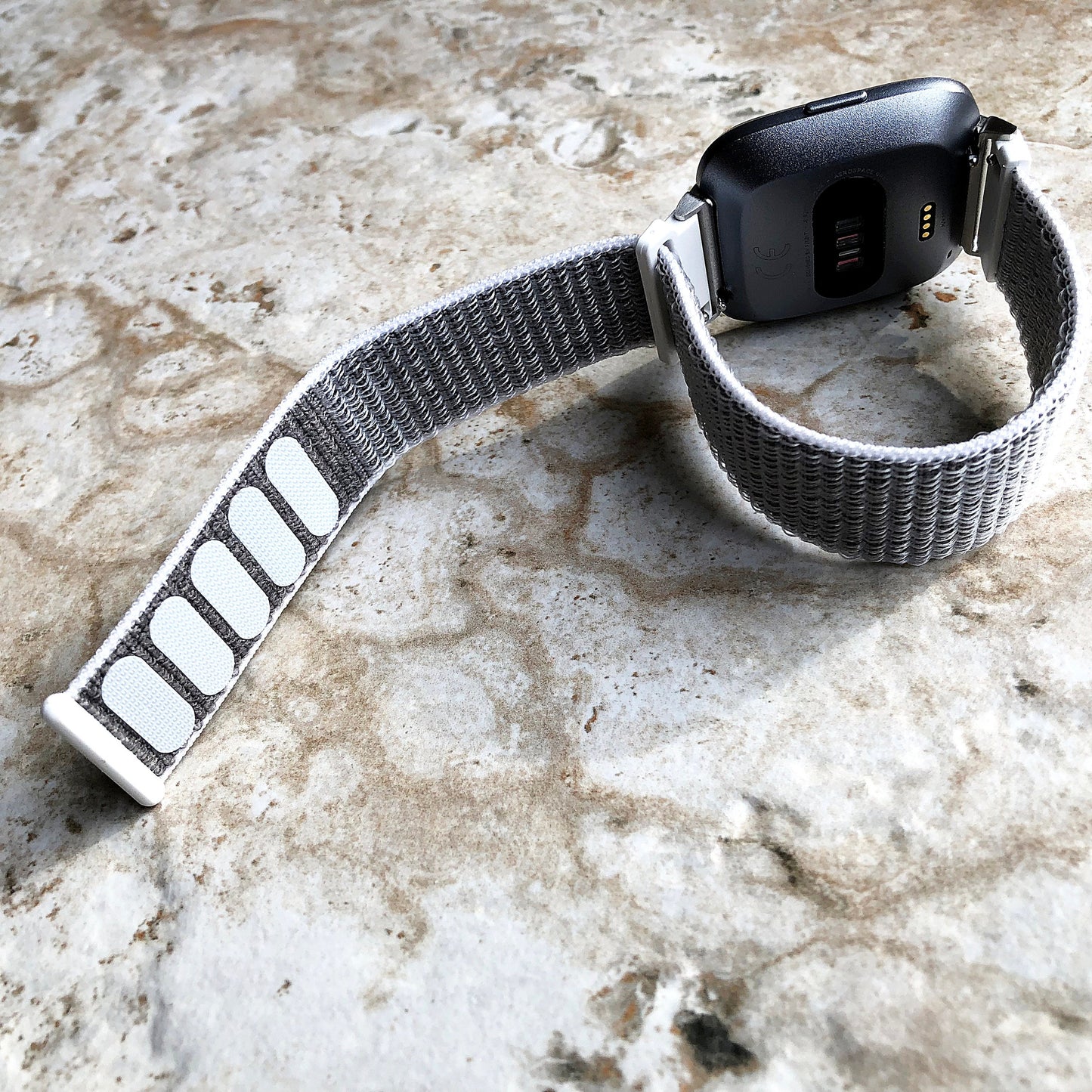 Fitbit Versa 2 3 4 Sense 2 Sports Band Seashell Loop and Hook Strap Watch Bands Straps Adjustable with Quick Adapters Silver Rose Gold Black