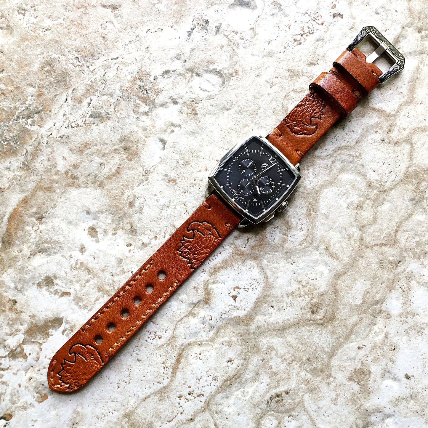 Garmin American Eagle Brown Leather Band for Forerunner 745 265 255 Venu 3 2 Darth Vader First Avenger Vivoactive 4 Embossed Strap Tool B22