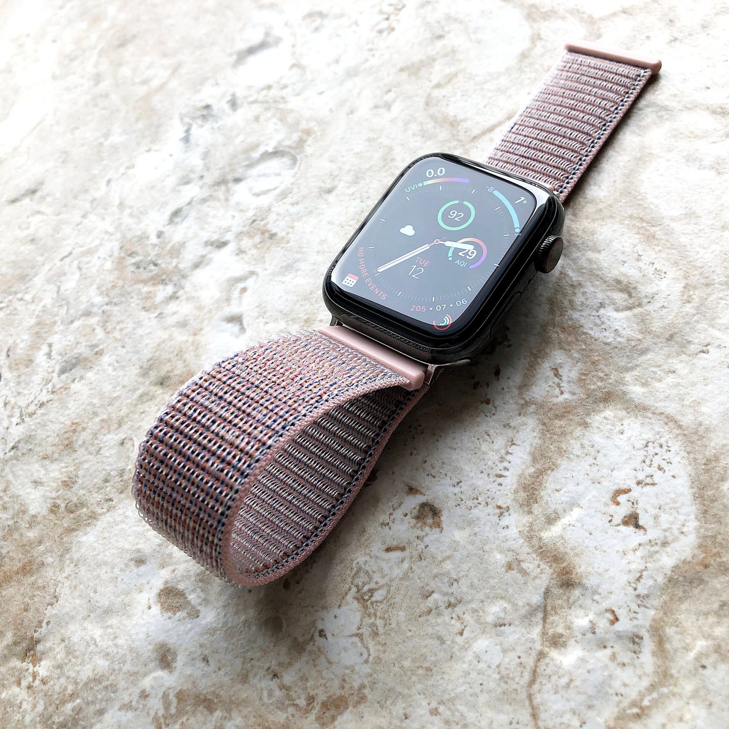 Apple Pink & Sand Band for iWatch Ultra 2 9 8 7 SE 6 5 4 3 2 1 38mm 40mm 41mm 42mm 44mm 45mm 49mm Sport Loop and Hook Strap Soft Nylon Weave