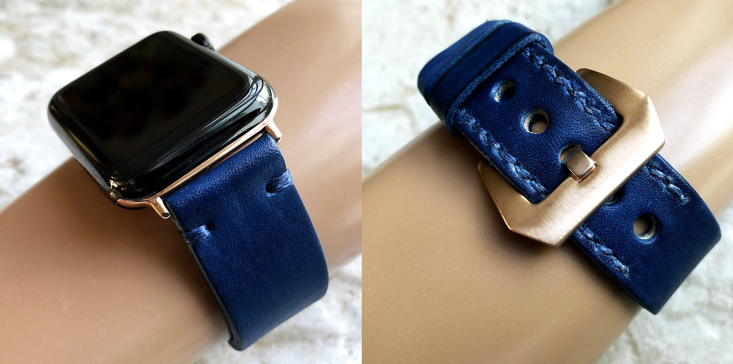 Four Pyramids Band 22mm 24mm 25mm Genuine Leather Compatible with Apple Watch Fitbit Versa 2 3 4 Sense 2 Ionic Strap Buckle Adapters New
