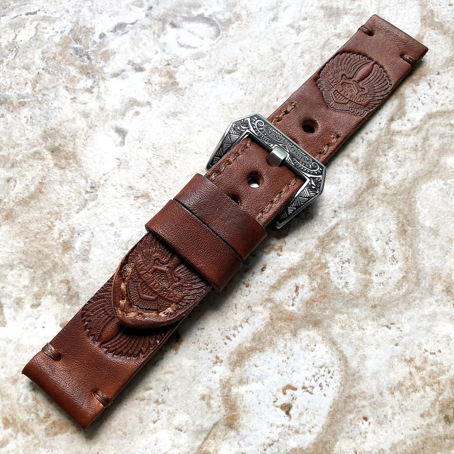 Live to Ride Band 22mm 24mm 25mm Embossed Genuine Leather Compatible with Apple Watch Fitbit Versa 2 3 4 Sense 2 Ionic Handmade Strap