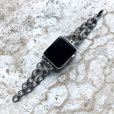 Apple Watch Band Bracelet for Ultra 2 49mm and 9 8 Series 41mm 45mm Case Handmade Tarnish Resistant St Steel Silver Color Strap Jewelry