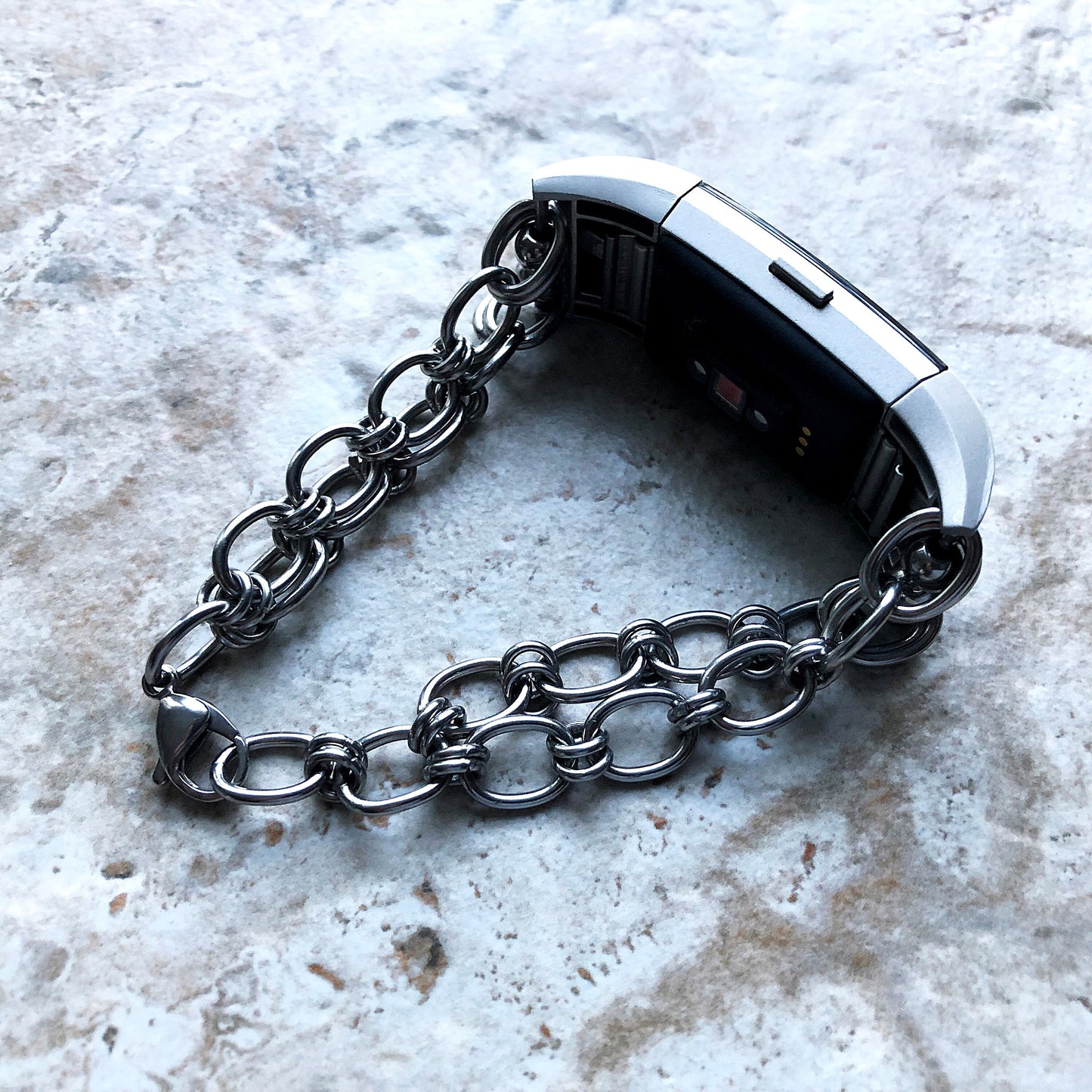 Fitbit Charge 2 New Bracelet Chain Link Compatible with Fitness Tracker Watch Band Tarnish Resistant Silver Stainless Steel 304Handmade