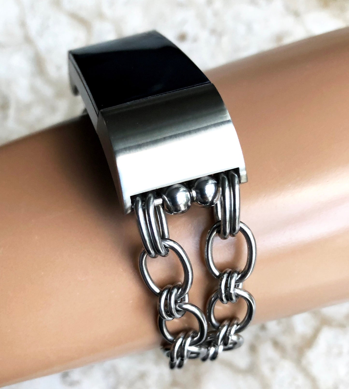 Fitbit Charge 6 5 4 3 2 New Bracelet Chain Link for Fitness Tracker Watch Band Tarnish Resistant Silver Stainless Steel Handmade Jewelry