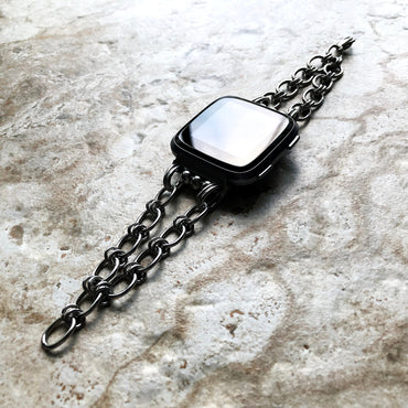 Versa 2 3 4 Sense 2 New Bracelet Chain Link Band for Fitbit Fitness Tracker Smartwatch Tarnish Resistant Silver Stainless Steel 304 Handmade