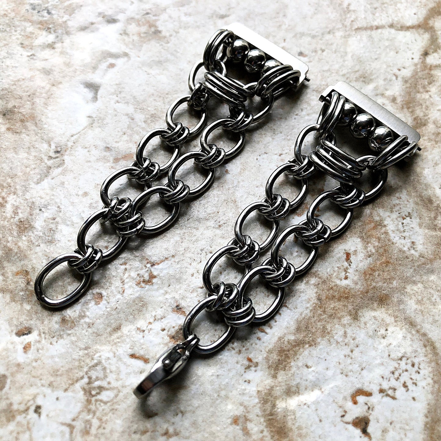 Fitbit Versa 2 3 4 Sense 2 New Bracelet Chain Links for Smartwatch Trackers Band Tarnish Resistant Silver Color Stainless Steel Handmade