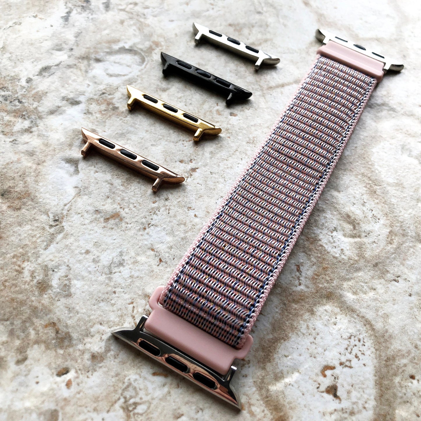 Apple Pink & Sand Band for iWatch Ultra 2 9 8 7 SE 6 5 4 3 2 1 38mm 40mm 41mm 42mm 44mm 45mm 49mm Sport Loop and Hook Strap Soft Nylon Weave