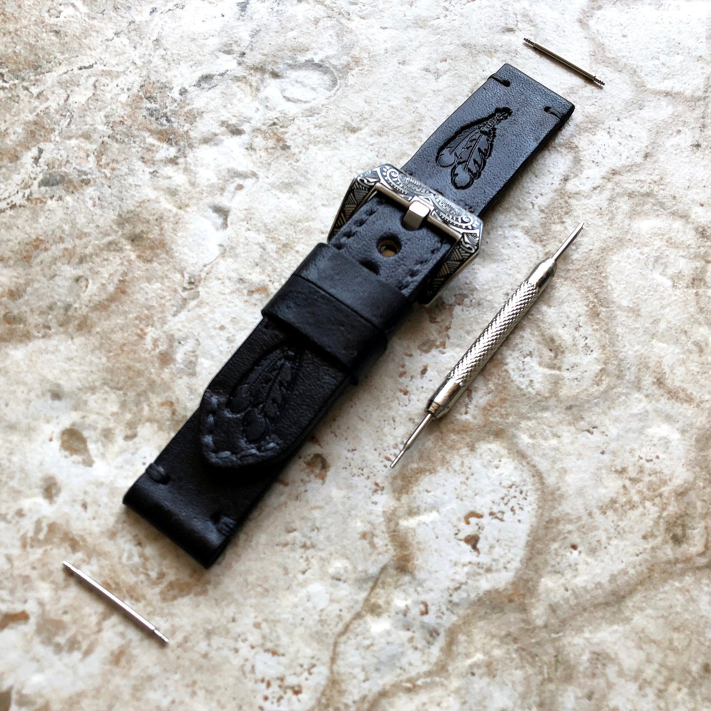 Garmin Feathers Spirit Black Leather Band for Forerunner 745 265 255 Venu 3 2 Darth Vader First Avenger Vivoactive 4 Embossed Strap Tool B22