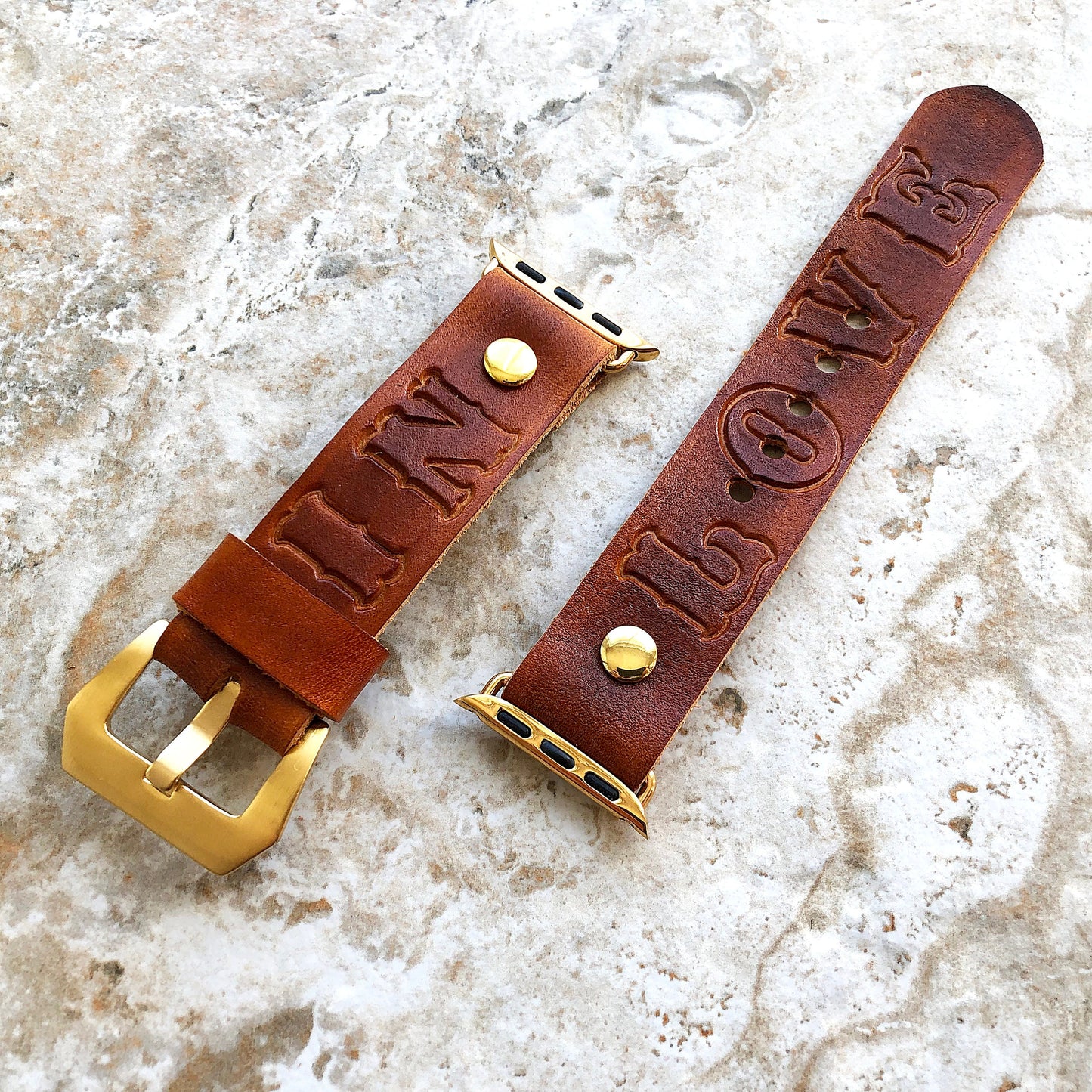 Apple Watch Band In Love for Ultra 2 9 8 7 6 SE 5 4 3 2 1 Case 38mm 40mm 41mm 42mm 44mm 45mm 49mm Embossed Handmade Brown Leather Strap