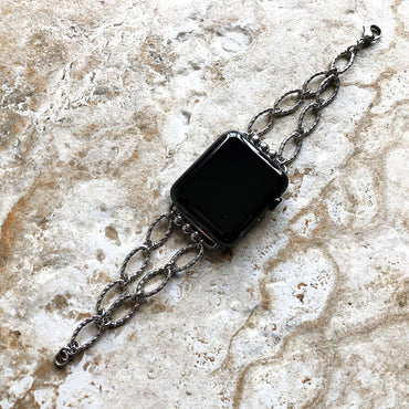 Apple Stylized Engraved New Bracelet Chain Link for iWatch Ultra 2 49mm and 9 8 Series 41mm 45mm Case Band Handmade Fashion Jewelry Strap