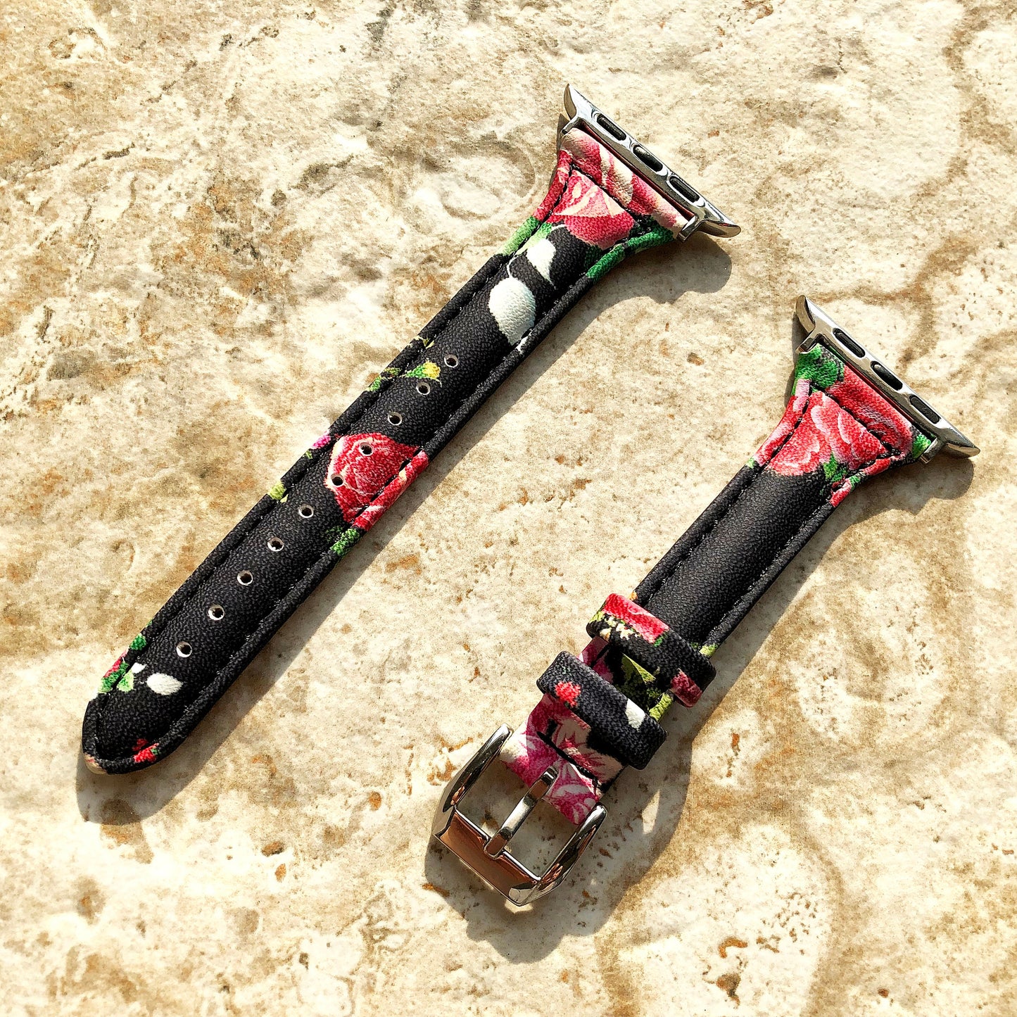Apple Red Roses Band for iWatch Ultra 2 49mm and 9 8 Series 41mm 45mm Case Slim Handmade Elegant Soft Leather Straps Bracelet