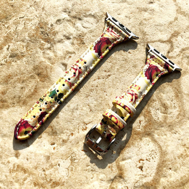 Apple Watch Bouquet Roses Band for All Series iWatch 38mm 40mm 41mm 42mm 44mm 45mm 49mm Slim Elegant Leather Straps Bracelet