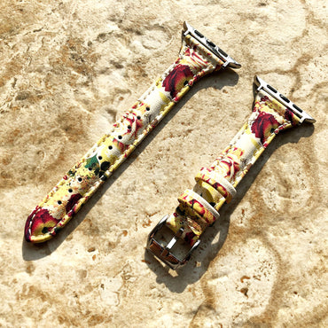 Apple Watch Bouquet Roses Band for iWatch Ultra 2 49mm and 9 8 Series 41mm 45mm Case Slim Handmade Elegant Leather Straps Bracelet