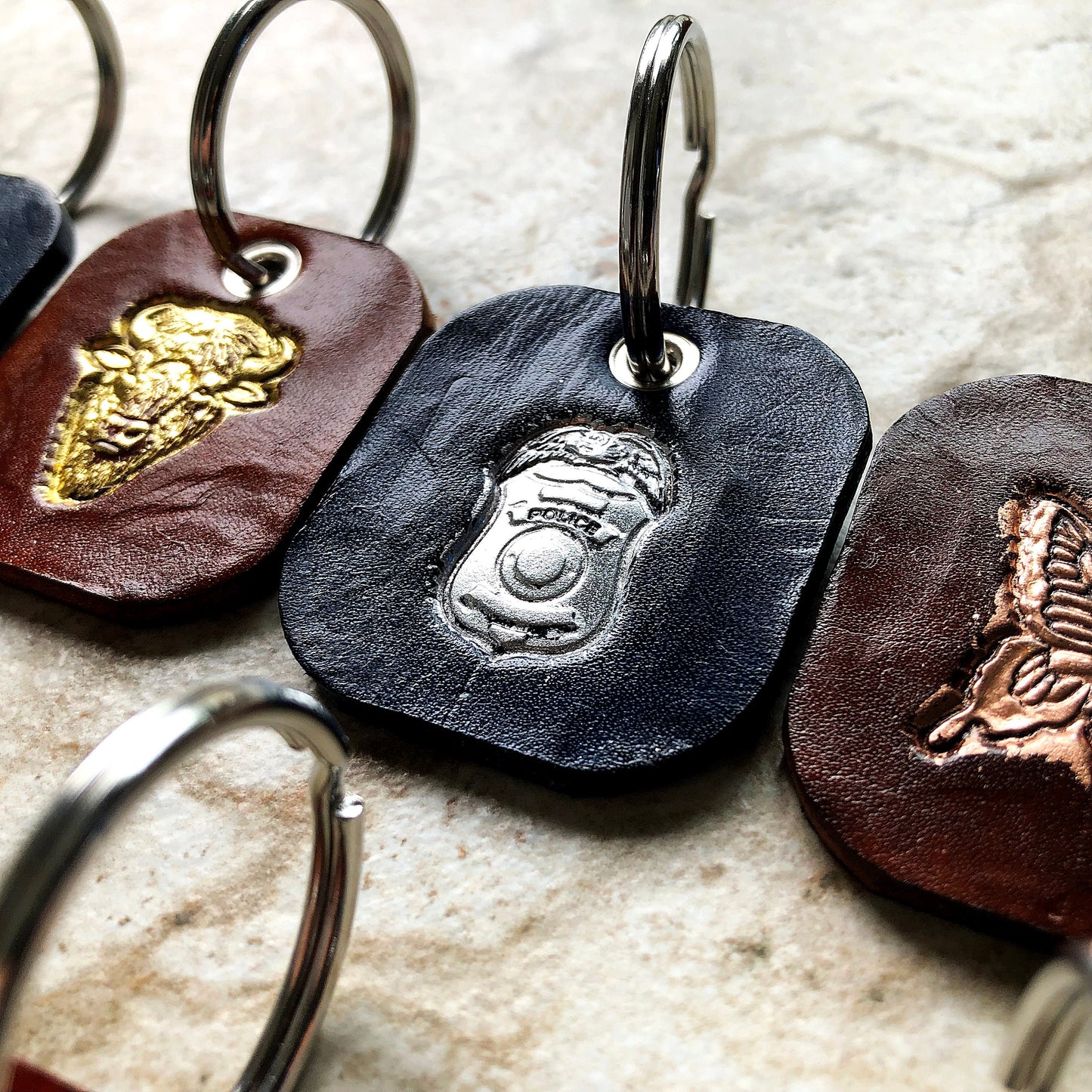 New Accented Leather Key Chains Keychains Keyfob Keyring Keyholder Limited Handmade Real Thick Tooled Embossed Engraved Unforgettable Gift