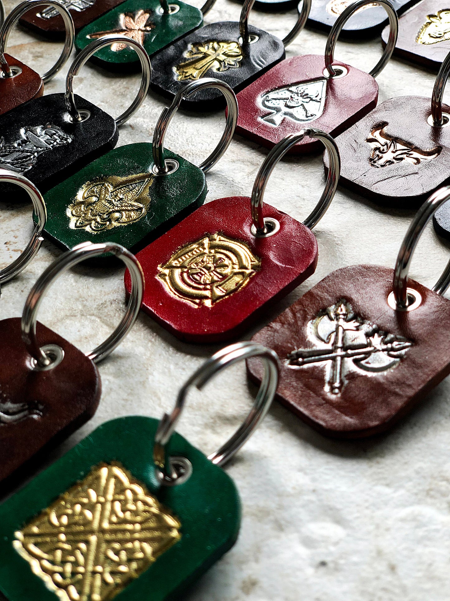 New Accented Leather Key Chains Keychains Keyfob Keyring Keyholder Limited Handmade Real Thick Tooled Embossed Engraved Unforgettable Gift