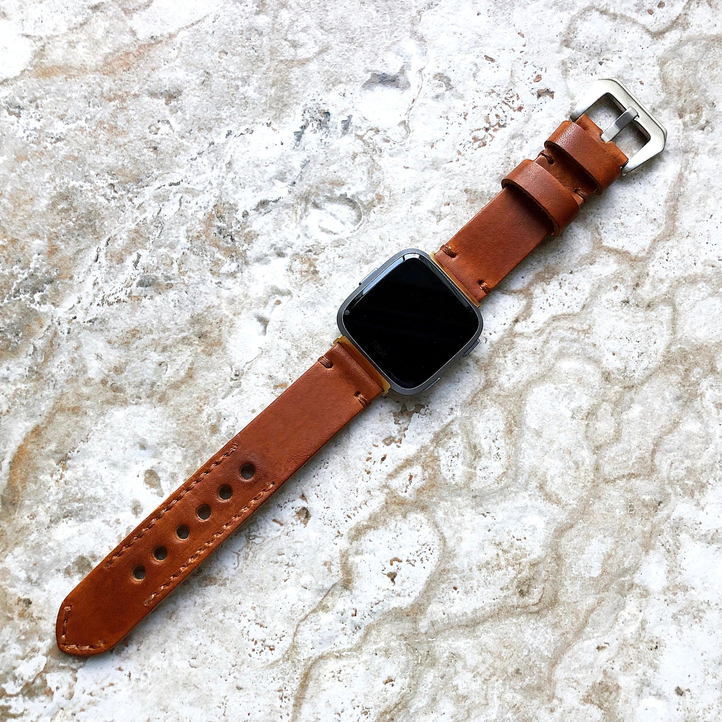 Brown Band 22mm 24mm 25mm Leather Handmade Strap Compatible with Apple Ultra 2 9 8 7 SE 6 5 4 3 2 1 Watch Fitbit Versa 2 3 4 Sense 2 Ionic