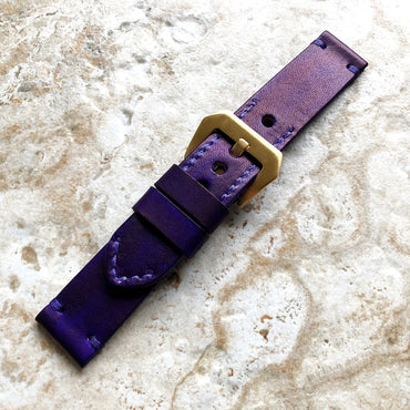 Purple Band 22mm 24mm 25mm Leather Compatible with Apple Ultra 2 9 8 7 SE 6 5 4 3 2 1 Watch Fitbit Versa 2 3 4 Sense 2 Ionic Handmade Strap