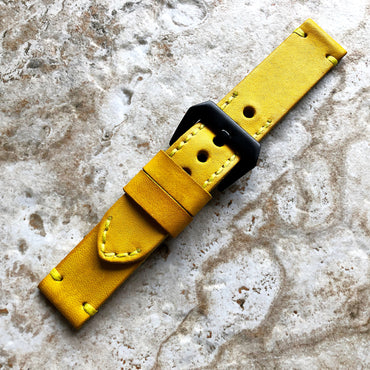 22mm Watch Band Yellow Color Leather Compatible with Apple Ultra 2 9 8 7 SE 6 5 4 3 2 Watch Fitbit Versa 2 3 4 Sense 2 Ionic Handmade Strap