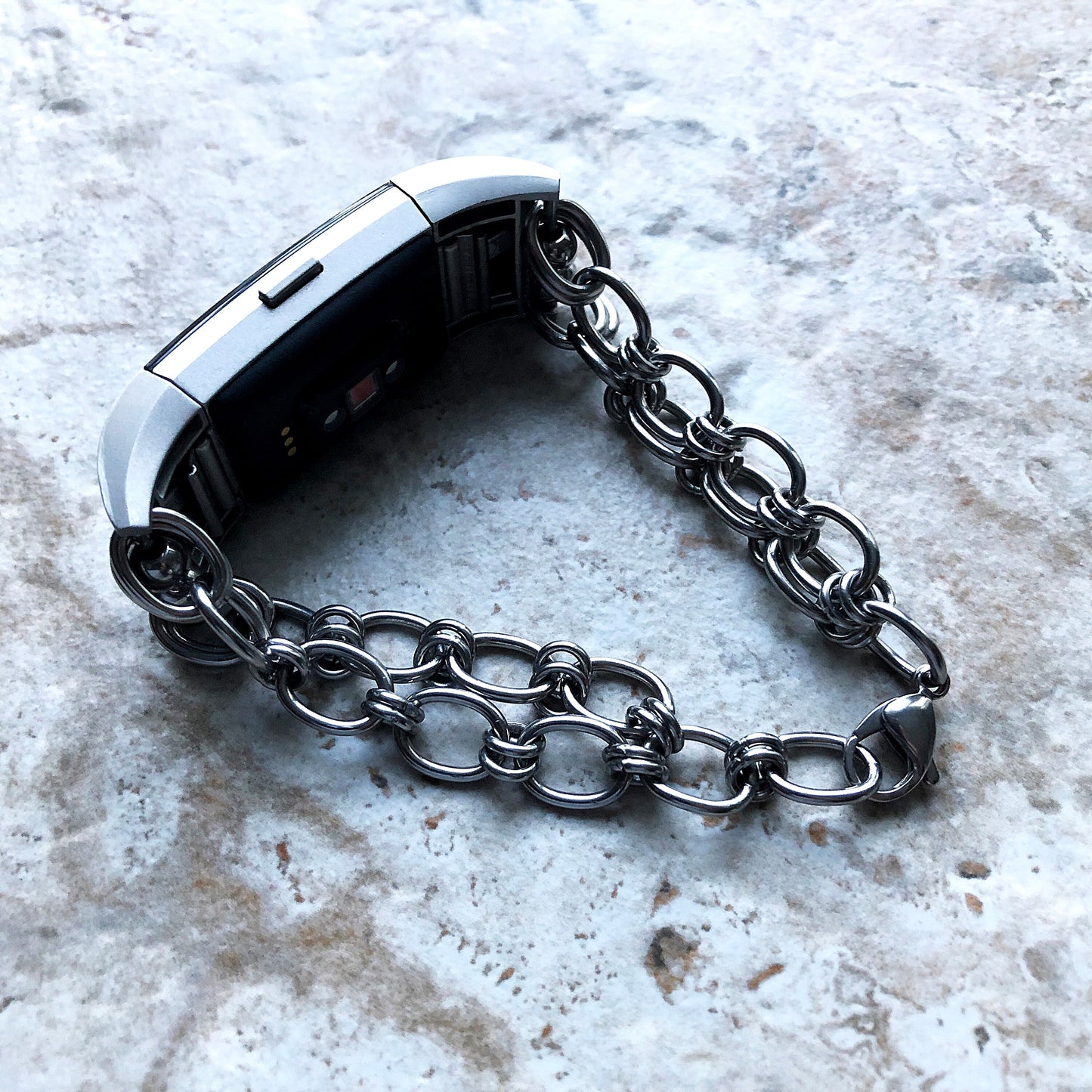 Fitbit Charge 6 5 4 3 2 New Bracelet Chain Link for Fitness Tracker Watch Band Tarnish Resistant Silver Stainless Steel Handmade Jewelry