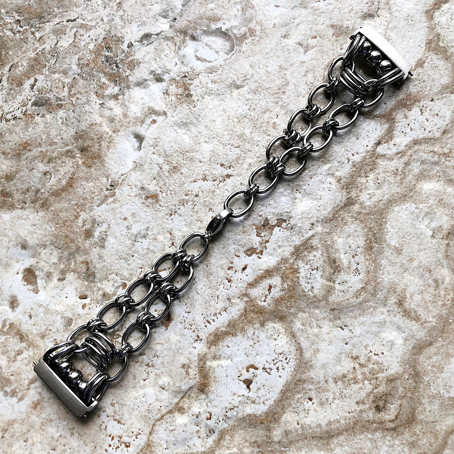 Fitbit Versa 2 3 4 Sense 2 New Bracelet Chain Links for Smartwatch Trackers Band Tarnish Resistant Silver Color Stainless Steel Handmade