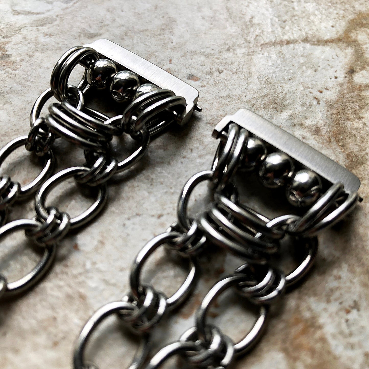 Fitbit Versa 2 3 4 Sense 2 New Bracelet Chain Links for Smartwatch Trackers Band Tarnish Resistant Silver Color Stainless Steel Handmade