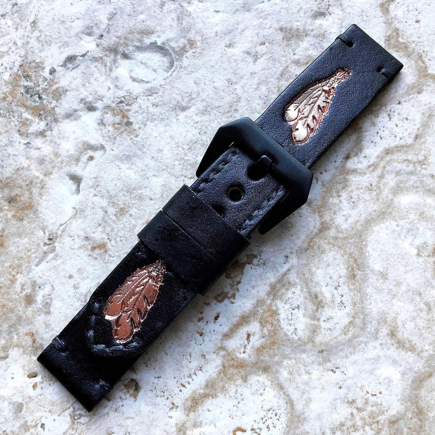 Feather Spirit Band 22mm 24mm 25mm Compatible with Apple Watch Fitbit Versa 2 3 4 Sense 2 Ionic Accented Embossed Leather Handmade Strap