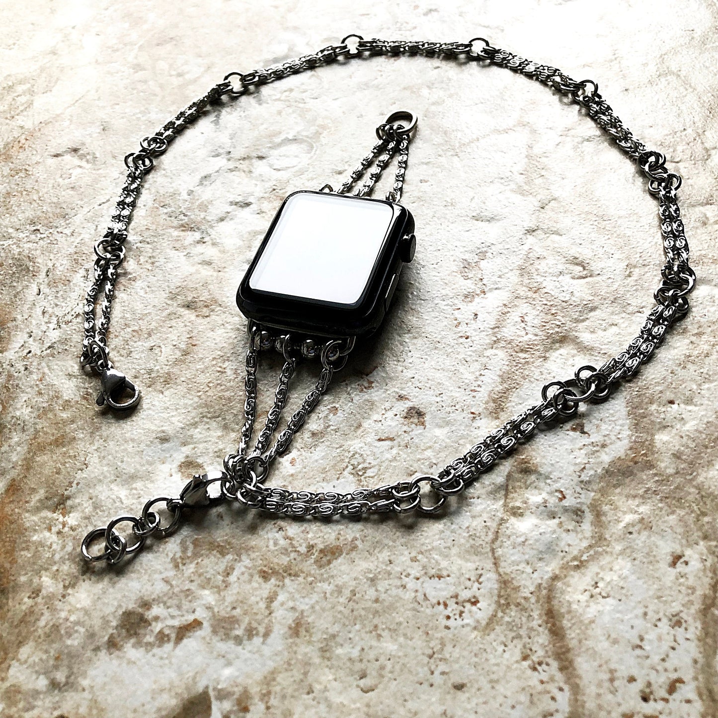 Apple Lumachina Silver Color Chain Links Bracelet Compatible with iWatch Ultra 2 49mm and 9 8 Series 41mm 45mm Case St Steel Band Strap