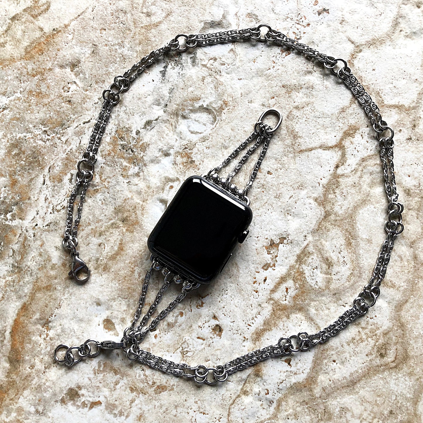 Apple Lumachina Silver Color Chain Links Bracelet Compatible with iWatch Ultra 2 49mm and 9 8 Series 41mm 45mm Case St Steel Band Strap