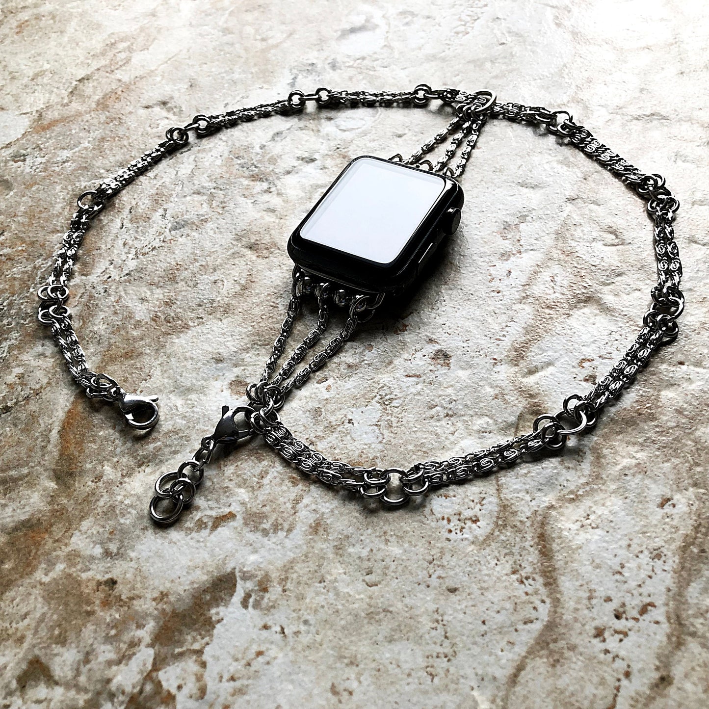 Apple Lumachina Silver Color Chain Links Bracelet Compatible with iWatch Ultra 2 49mm and 9 8 Series 41mm 45mm Case St Steel Band Strap