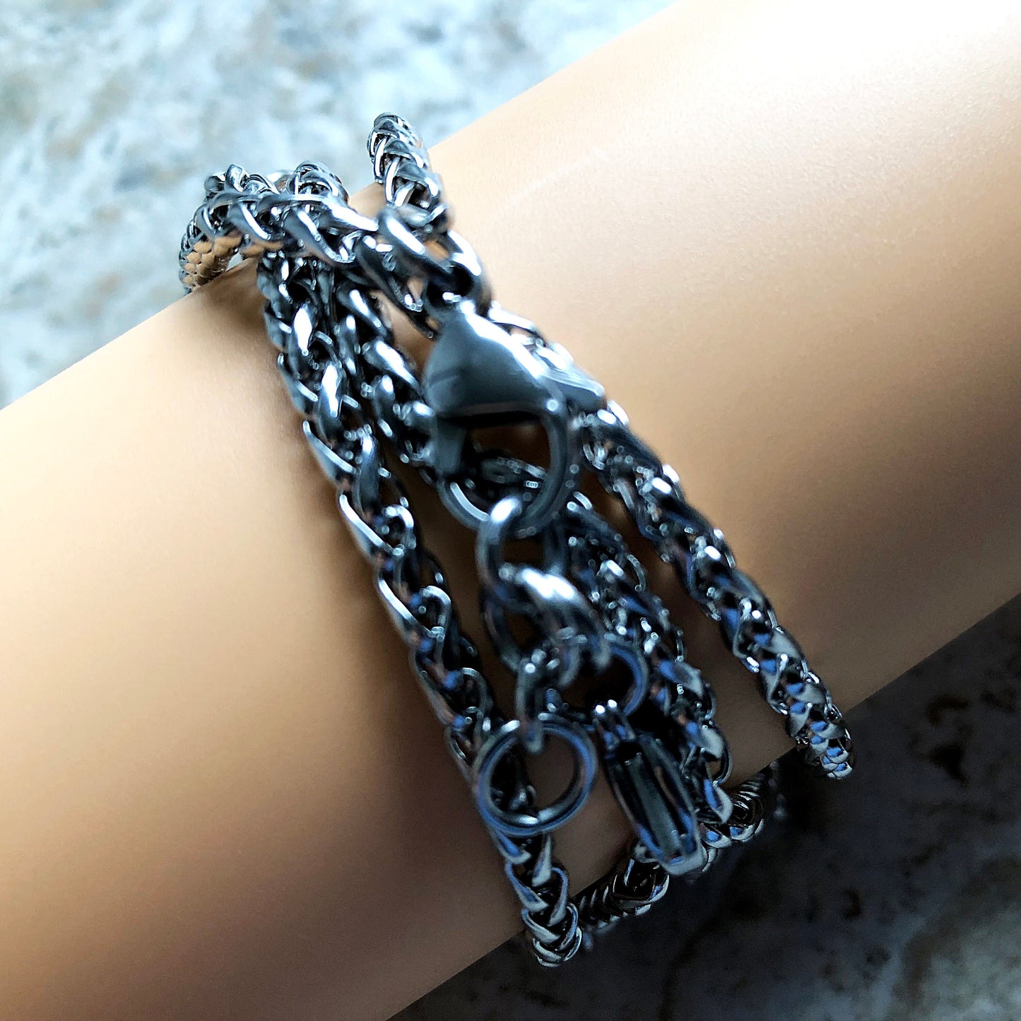 Apple Wheat Chain 4mm Silver Color Bracelet for iWatch Ultra 2 9 8 7 SE 6 5 4 3 2 1 Case 38mm 40mm 41mm 42mm 44mm 45mm 49mm Band St Steel