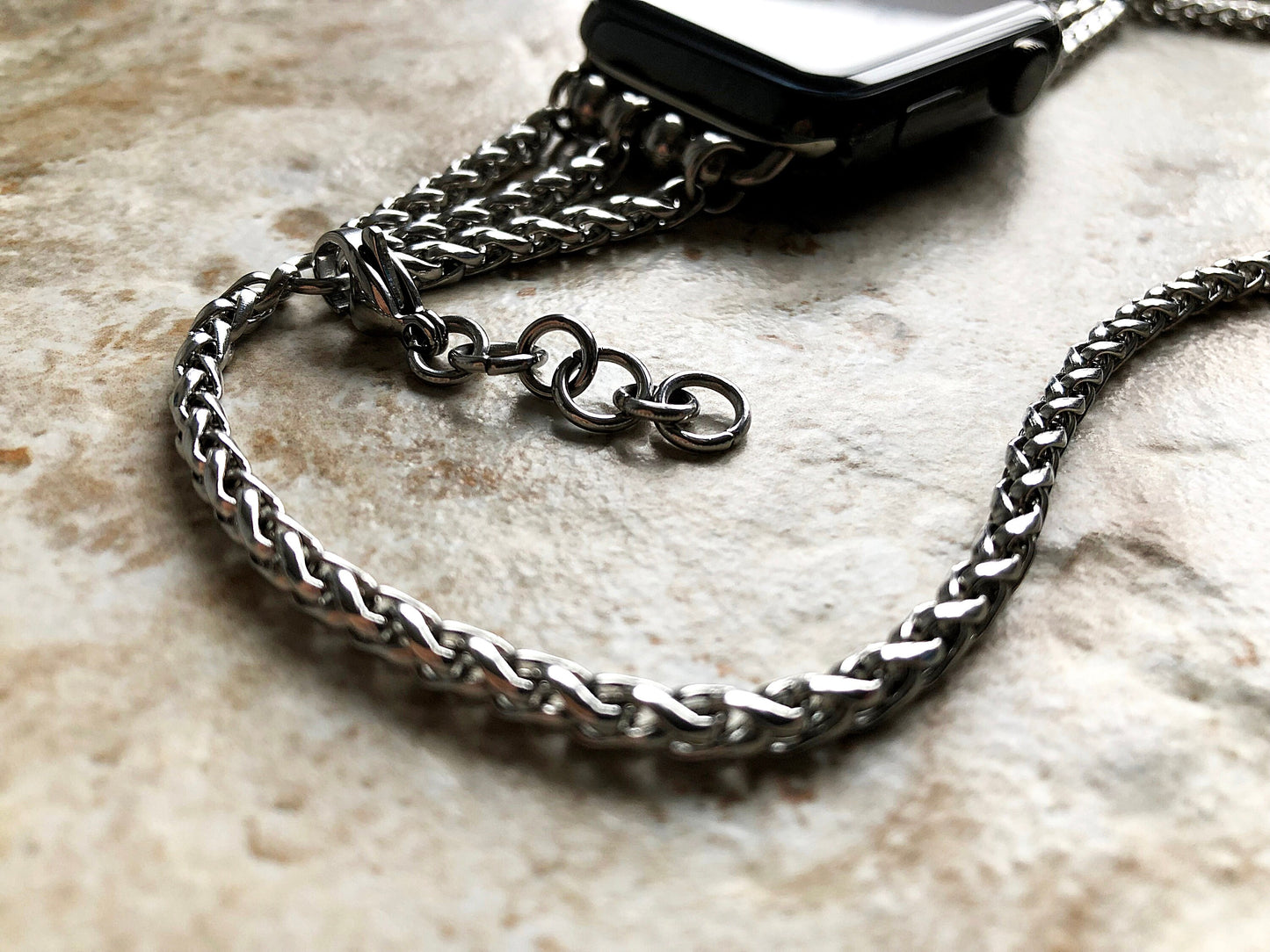 Apple Wheat Chain 4mm Silver Color Bracelet for iWatch Ultra 2 9 8 7 SE 6 5 4 3 2 1 Case 38mm 40mm 41mm 42mm 44mm 45mm 49mm Band St Steel