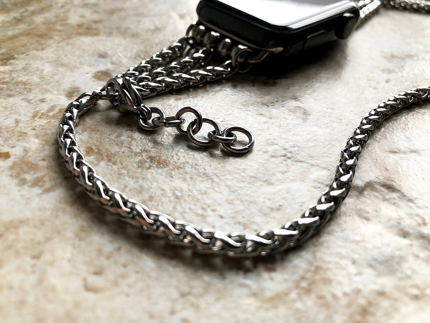 Apple New Wheat Chain 4mm Silver Color Bracelet for iWatch Ultra 2 49mm and 9 8 Series 41mm 45mm Case St Steel Custom Jewelry Band Strap