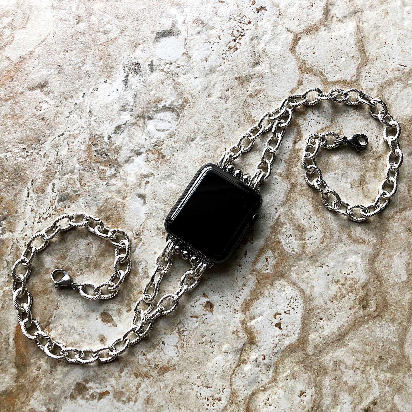 Apple Watch Ultra 2 49mm and 9 8 Series 41mm 45mm Case Twisted Wire Links Chain Bracelet Handmade Bands Fashion Jewelry Strap Silver Color