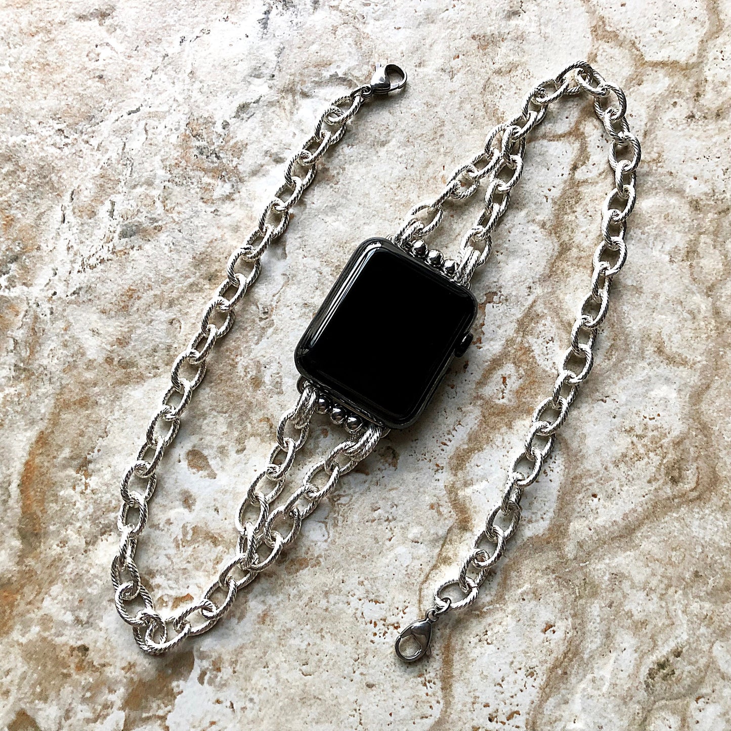 Apple Watch Bracelet Band for iWatch Ultra 2 49mm and 9 8 Series 41mm 45mm Case Twisted Wire Pattern Links Chain Handmade Jewelry Strap