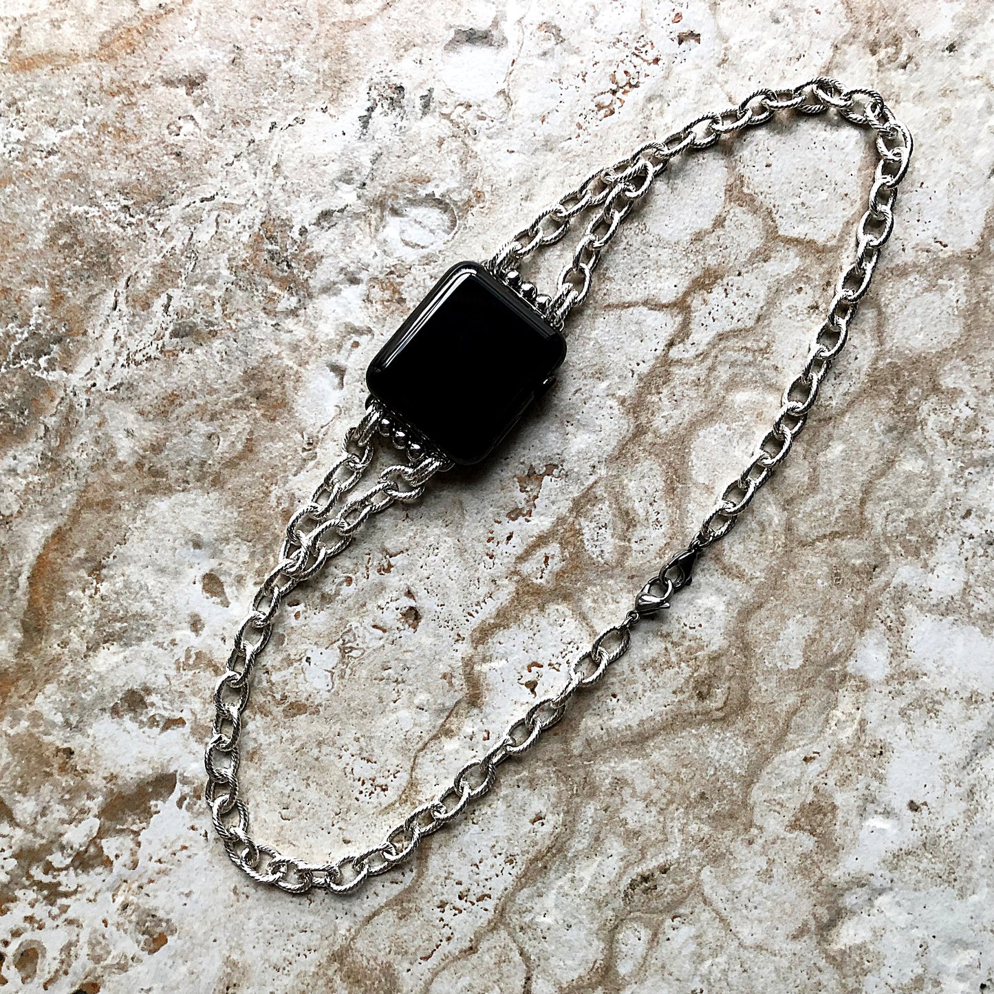 Apple Watch Ultra 2 49mm and 9 8 Series 41mm 45mm Case Twisted Wire Links Chain Bracelet Handmade Bands Fashion Jewelry Strap Silver Color
