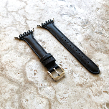 Apple Black Color Band for iWatch All Series All Models 38mm 40mm 41mm 42mm 44mm 45mm 49mm Slim Elegant Soft Leather Straps Bracelet