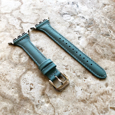 Apple Blue Color Band for iWatch All Series 38mm 40mm 41mm 42mm 44mm 45mm 49mm Case Slim Elegant Soft Leather Strap Bracelet