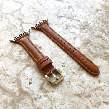Apple Brown Color Band for iWatch All Series 38mm 40mm 41mm 42mm 44mm 45mm 49mm Case Slim Elegant Soft Leather Strap Bracelet