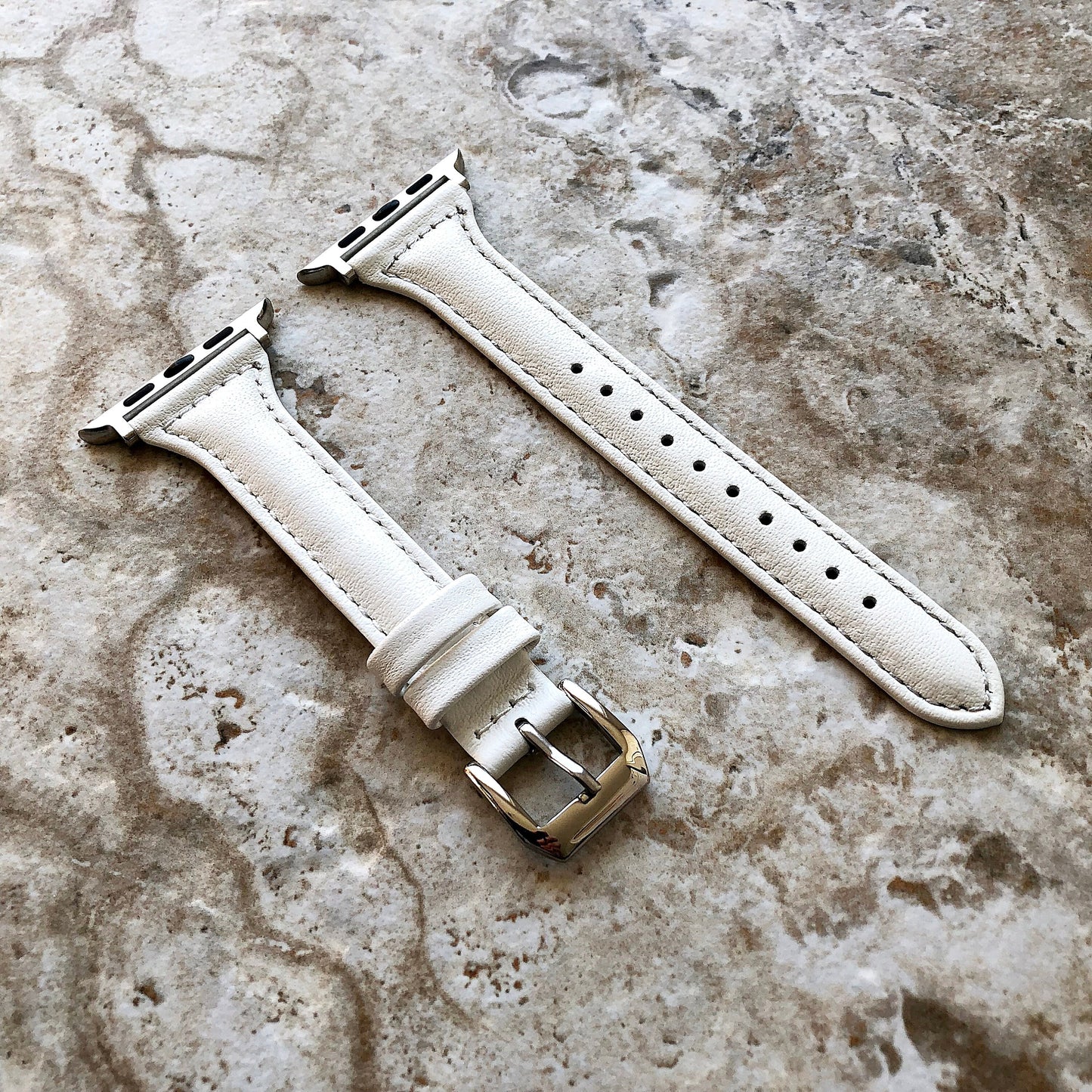 Apple White Color Band for iWatch Ultra 2 49mm and 9 8 Series 41mm 45mm Case Slim Elegant Soft Leather Strap Handmade Bracelet