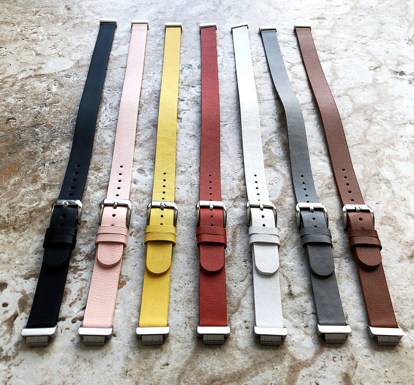 Fitbit Inspire HR / 2 Yellow Soft Leather Band Strap for Fitness Tracker Wristband Twice Wrap Bracelet Quick Release Silver Black Rose Gold