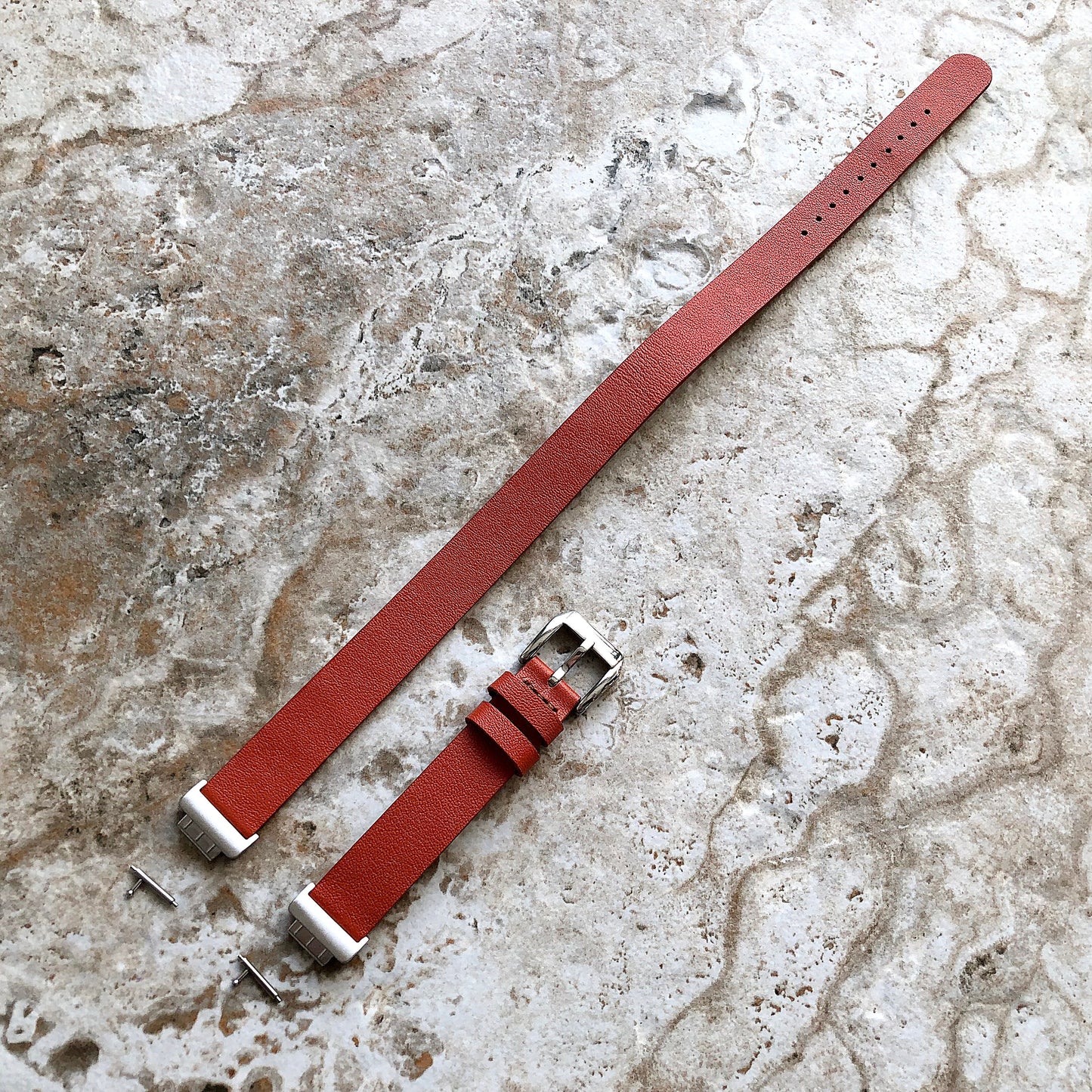 Fitbit Inspire HR and 2 Orange Soft Leather Band Strap for Fitness Tracker Wristband Wrap Bracelet Quick Release Silver Black Rose Gold