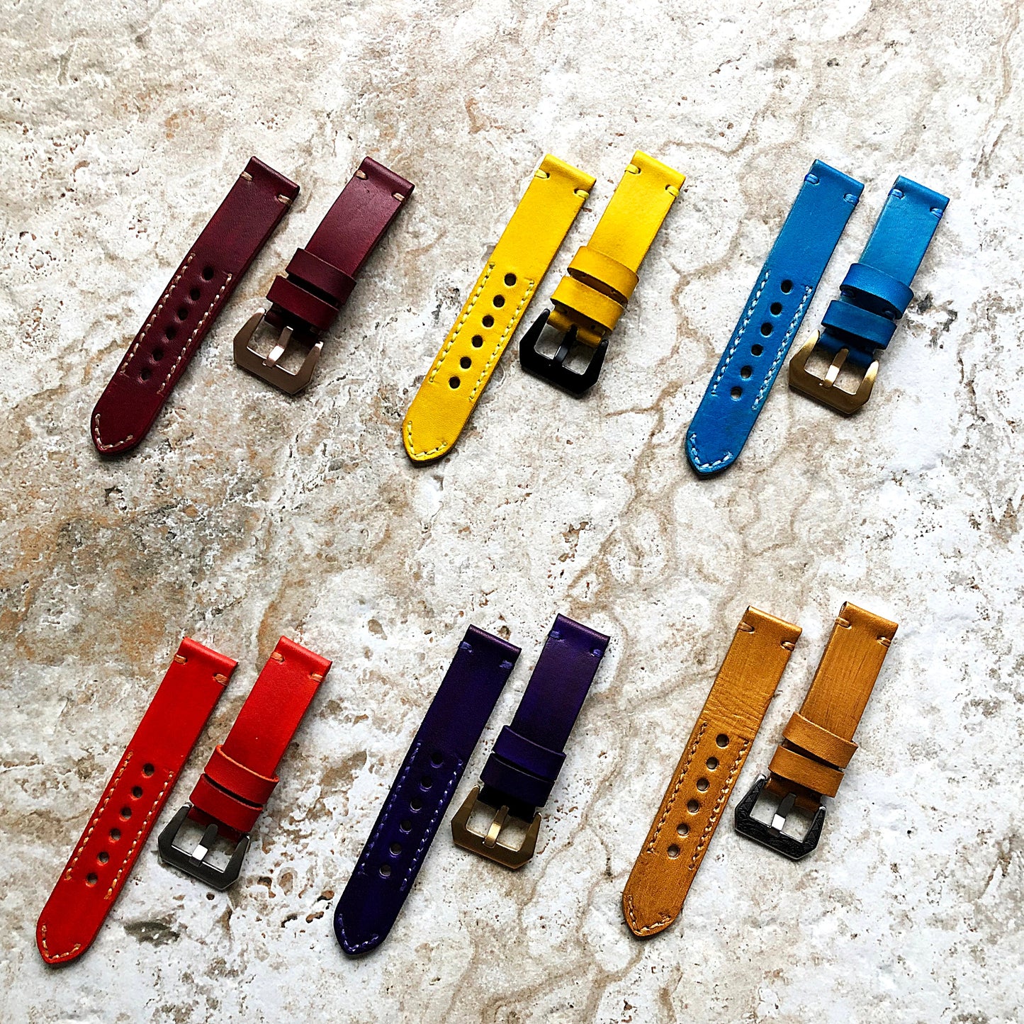 22mm Watch Band Gold Purple Orange Yellow Turquoise Burgundy Genuine Leather Compatible with Apple Watch Fitbit Versa 2 3 4 Sense 2 Ionic