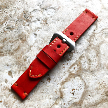 Orange Band 22mm 24mm 25mm Genuine Leather Compatible with Apple Watch Fitbit Versa 2 3 4 Sense 2 Ionic Handmade Strap