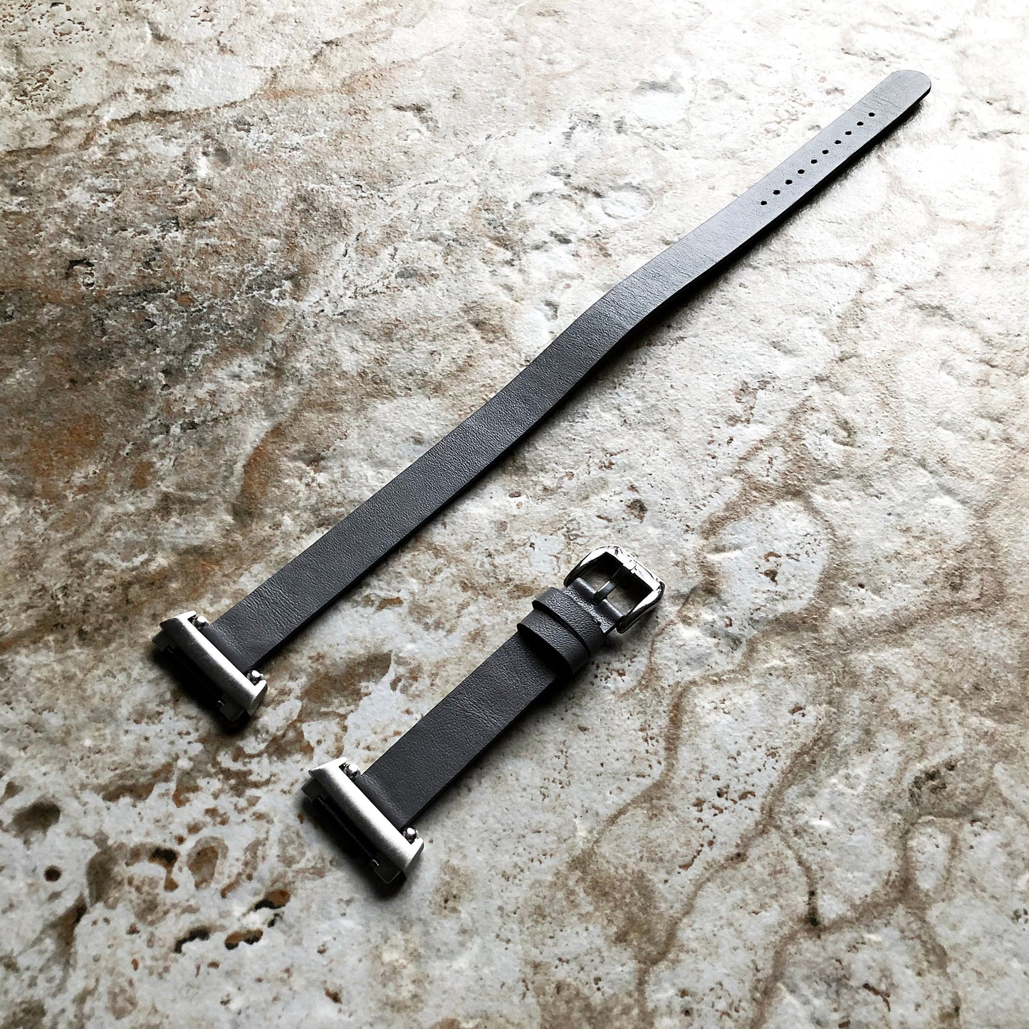 Fitbit Ionic Gray Soft Band for Double Wrap Around Wrist Eco Vegan Leather Watch Strap Twice Bracelet SB in Silver Rose Gold Black Finish