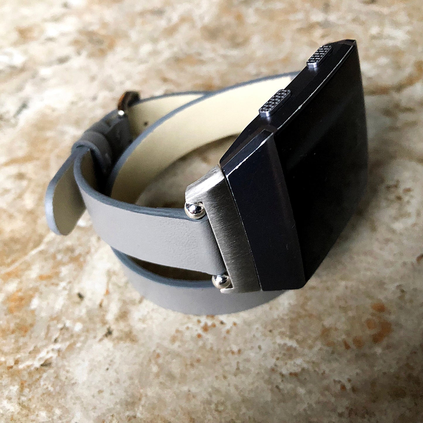 Fitbit Ionic Gray Soft Band for Double Wrap Around Wrist Eco Vegan Leather Watch Strap Twice Bracelet SB in Silver Rose Gold Black Finish