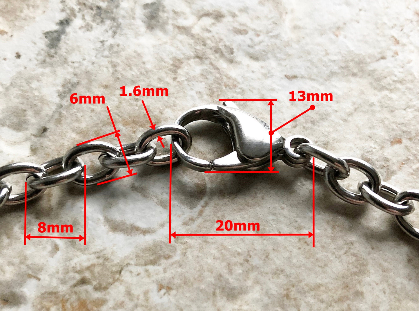8mm x 6mm x 1.6mm Silver Shiny Color Stainless Steel Cable Chains Necklace Unisex Customisable Size Jewelry Tarnish Resistant Very Strong
